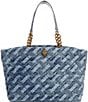 Color:Navy - Image 1 - Kensington Soft Denim Quilted Shopper Tote Bag