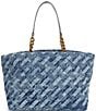 Color:Navy - Image 2 - Kensington Soft Denim Quilted Shopper Tote Bag