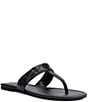 Color:Black/Black - Image 1 - Kensington Quilted Leather Eagle Head T-Bar Sandals