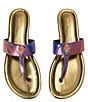 Color:Jewel Tone Multi - Image 4 - Kensington Metallic Rainbow Leather T-Bar Sandals