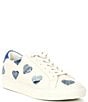 Color:Navy - Image 1 - Lane Love Denim Heart Lace-Up Sneakers