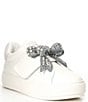 Color:White - Image 1 - Laney Eagle Head Crystal Bow Leather Platform Sneakers