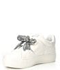Color:White - Image 4 - Laney Eagle Head Crystal Bow Leather Platform Sneakers