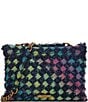 Color:Denim - Image 2 - Large Frayed Rainbow Denim Kensington Shoulder Bag