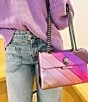 Color:Pink - Image 5 - Large Kensington Metallic Pink Striped Shoulder Bag