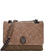 Kurt Geiger London Kensington Large Quilted Suede Long Flap Shoulder Bag, Color:Dark Grey - Image 1