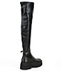 Color:Black - Image 2 - London Over-The-Knee Stretch Leather Lug Sole Platform Boots