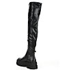 Color:Black - Image 3 - London Over-The-Knee Stretch Leather Lug Sole Platform Boots