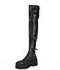 Color:Black - Image 4 - London Over-The-Knee Stretch Leather Lug Sole Platform Boots