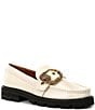 Color:White - Image 1 - Mayfair Leather Eagle Head Buckle Chunky Loafers