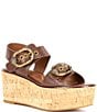 Color:Tan - Image 1 - Mayfair Leather Cork Wedge Sandals