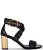 Color:Black - Image 1 - Mayfair Quilted Decorative Buckle Cross Front Leather Dress Sandal