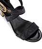 Color:Black - Image 4 - Mayfair Quilted Decorative Buckle Cross Front Leather Dress Sandal