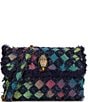 Kurt Geiger London Medium Frayed Rainbow Denim Kensington Crossbody Bag, Color:Blue - Image 1