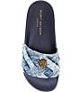 Color:Denim - Image 5 - Meena Eagle Ornament Quilted Denim Pool Slides