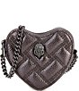 Kurt Geiger London Micro Gunmetal Leather Heart Crossbody Bag, Color:Grey - Image 1