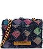 Color:Blue - Image 2 - Micro Frayed Rainbow Denim Kensington Crossbody Bag