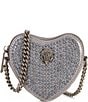 Kurt Geiger London Micro Glass Glitter Beaded Heart Crossbody Bag, Color:Grey - Image 1