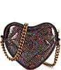 Color:Black - Image 2 - Micro Glitter Heart Crossbody Bag