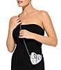 Kurt Geiger London Micro Silver Metallic Quilted Heart Crossbody Bag - Image 2