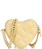 Color:Cream - Image 2 - Solid Micro Heart Quilted Crossbody Bag