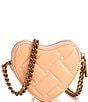 Color:Peach - Image 2 - Micro Heart Quilted Crossbody Bag