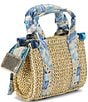 Kurt Geiger London Micro Southbank Raffia Scarf Tote Bag, Color:Beige - Image 2