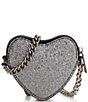 Color:Silver - Image 2 - Micro Sparkle Rhinestone Heart-Shaped Crossbody Bag