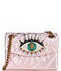 Color:Light Pastel Pink - Image 1 - Mini Kensington Eye Lambskin Pink Metallic Quilted Leather Crossbody Bag