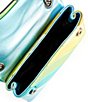 Color:Green Comb - Image 3 - Mini Kensington Leather Metallic Green Stripe Crossbody Bag