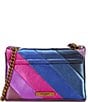 Color:Purple - Image 2 - Mini Kensington Metallic Purple Striped Crossbody Bag