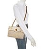 Color:Cream - Image 4 - Mixed Fabric and Raffia Kensington Crossbody Bag