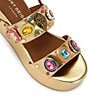 Color:Metallic Gold - Image 4 - Multi Color Gem Leather Platform Sandals