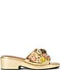 Color:Gold - Image 1 - Multi Color Gem Leather Wedge Dress Sandals