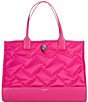 Color:Bright Pink - Image 1 - Recycled Nylon Quilted Shopper Tote Bag