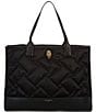 Color:Black - Image 1 - Recycled Nylon Quilted Shopper Tote Bag