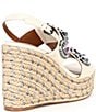 Color:White - Image 2 - Octavia Leather Jewel Espadrille Wedge Sandals