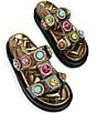 Kurt Geiger London Orson Crystal Multi Jewel Embellished Metallic Leather Slide Sandals, Color:Bronze - Image 2