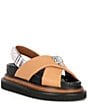 Color:Camel - Image 1 - Orson Leather Slingback Cross Strap Platform Sandals