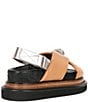 Color:Camel - Image 2 - Orson Leather Slingback Cross Strap Platform Sandals