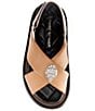 Color:Camel - Image 5 - Orson Leather Slingback Cross Strap Platform Sandals