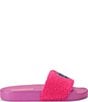 Kurt Geiger London Paddington Bear Meena Eagle Shearling Rainbow Logo Embroidered Faux Fur Slides - Image 2