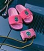 Kurt Geiger London Paddington Bear Meena Eagle Shearling Rainbow Logo Embroidered Faux Fur Slides - Image 6