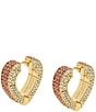Kurt Geiger London Pav Heart Huggie Hoop Earrings, Color:Pink - Image 1
