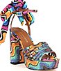 Color:Multi Swirl - Image 1 - Pierra Ankle Tie Platform Rhinestone Dress Sandals
