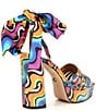 Color:Multi Swirl - Image 2 - Pierra Ankle Tie Platform Rhinestone Dress Sandals