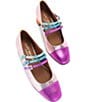 Color:Multi/Other - Image 2 - Pierra Colorblock Metallic Leather Block Heel Mary Janes