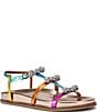 Color:Metallic Multi - Image 1 - Pierra Leather Micro Crystal Bow Sandals