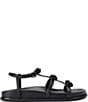 Color:Black - Image 1 - Pierra Leather Micro Crystal Bow Sandals