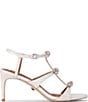 Color:Bone - Image 1 - Pierra Leather Mini Crystal Bow Dress Sandals